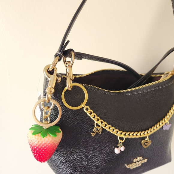 Coach Black Shoulder Bag with Gold Chain and Charms - Picture 7 of 10